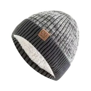 Fleece‎ Lined Warm Winter Soft Knit Skull Cap Beanie Hat Gray One Size Outdoor